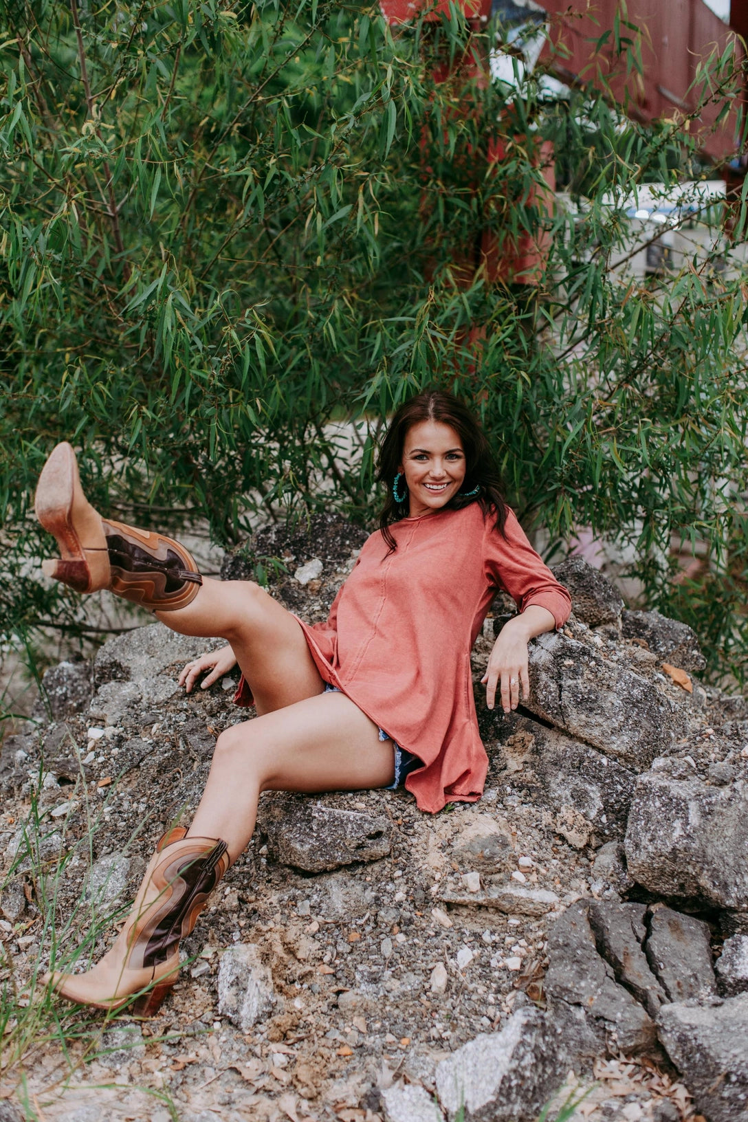 Ladies Mineral Wash Tunic Top