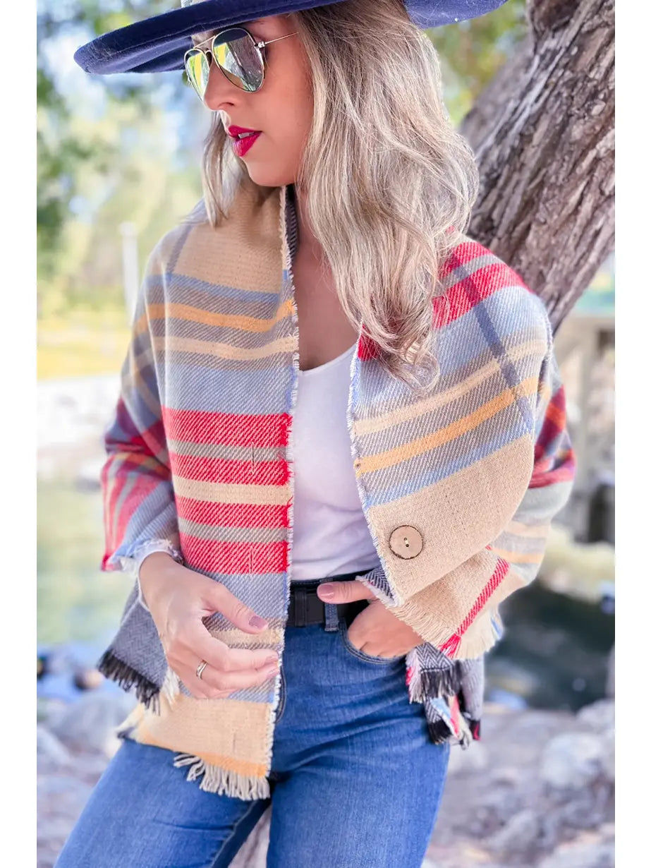 Ladies Plaid Poncho Accessory