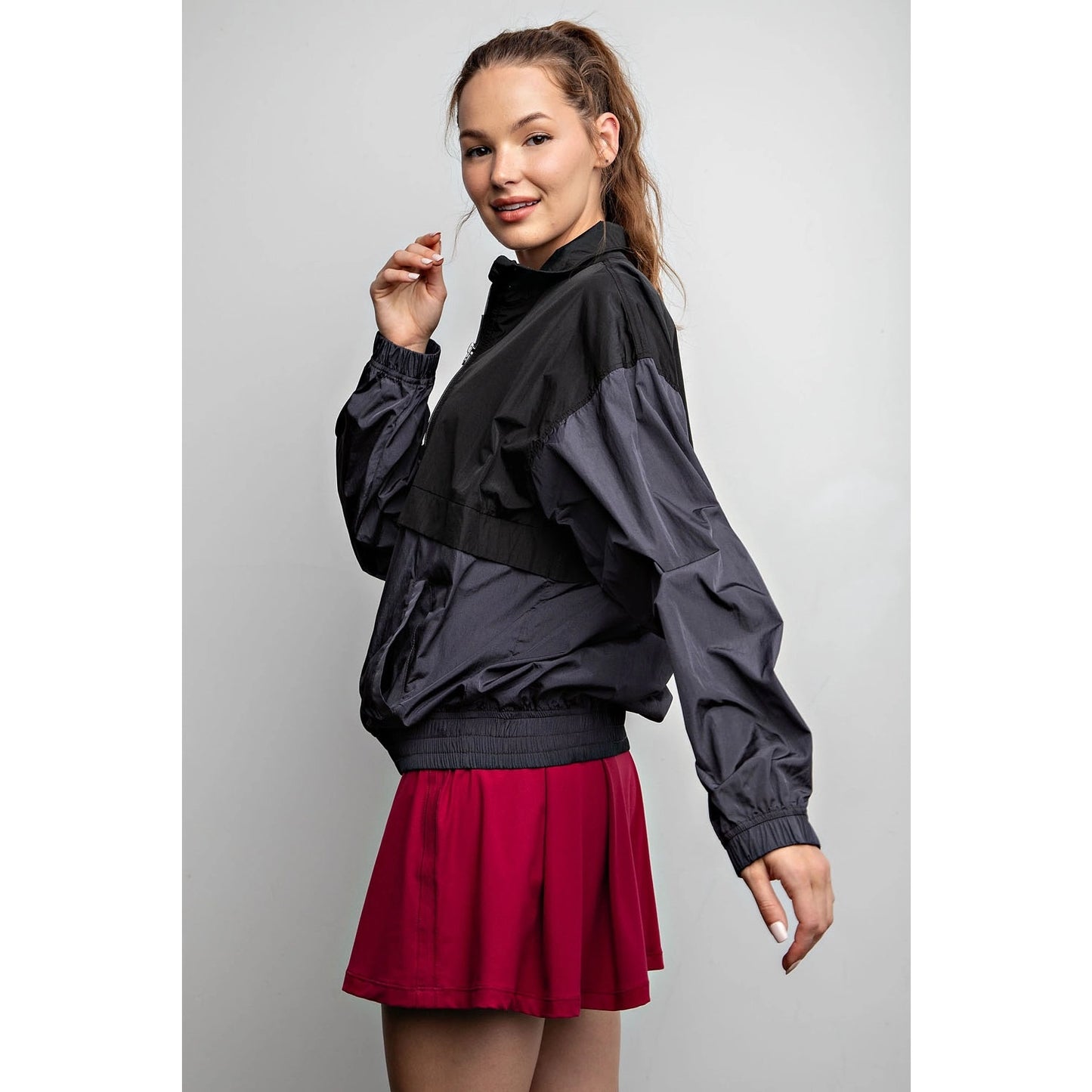 Ladies Parachute Half Zip Color Block Pullover