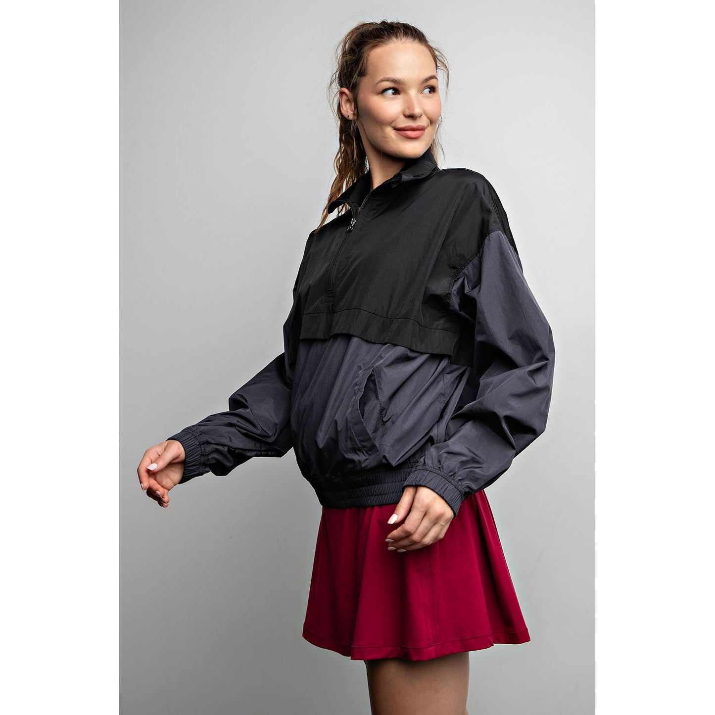 Ladies Parachute Half Zip Color Block Pullover