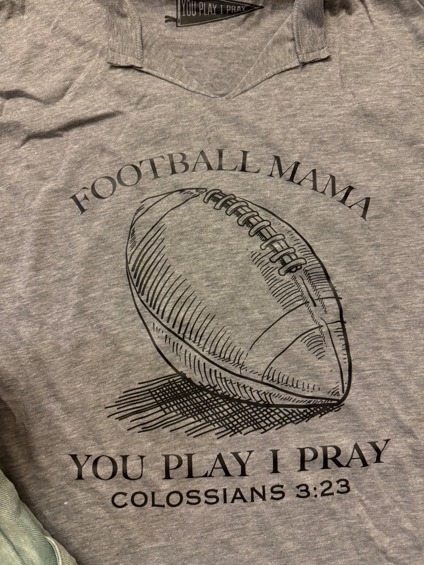 Football Mama Grunge V-Neck Tee