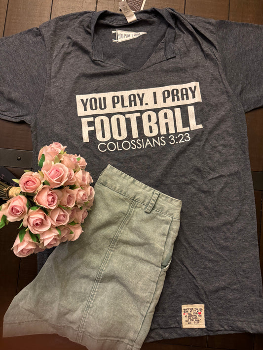 Grunge Loose Fit Cut V-Neck Spirit Football Tee