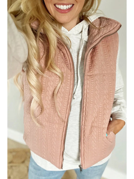 Cable Textured Vest Jacket